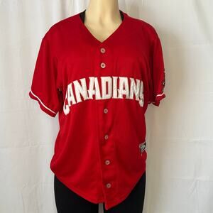 Vintage Canadians Baseball Jersey OT Sports Red Button Front USA Made S